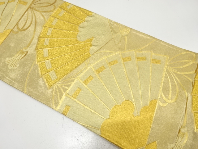 JAPANESE KIMONO / ANTIQUE FUKURO OBI / SILK / WOVEN FOLDING FAN